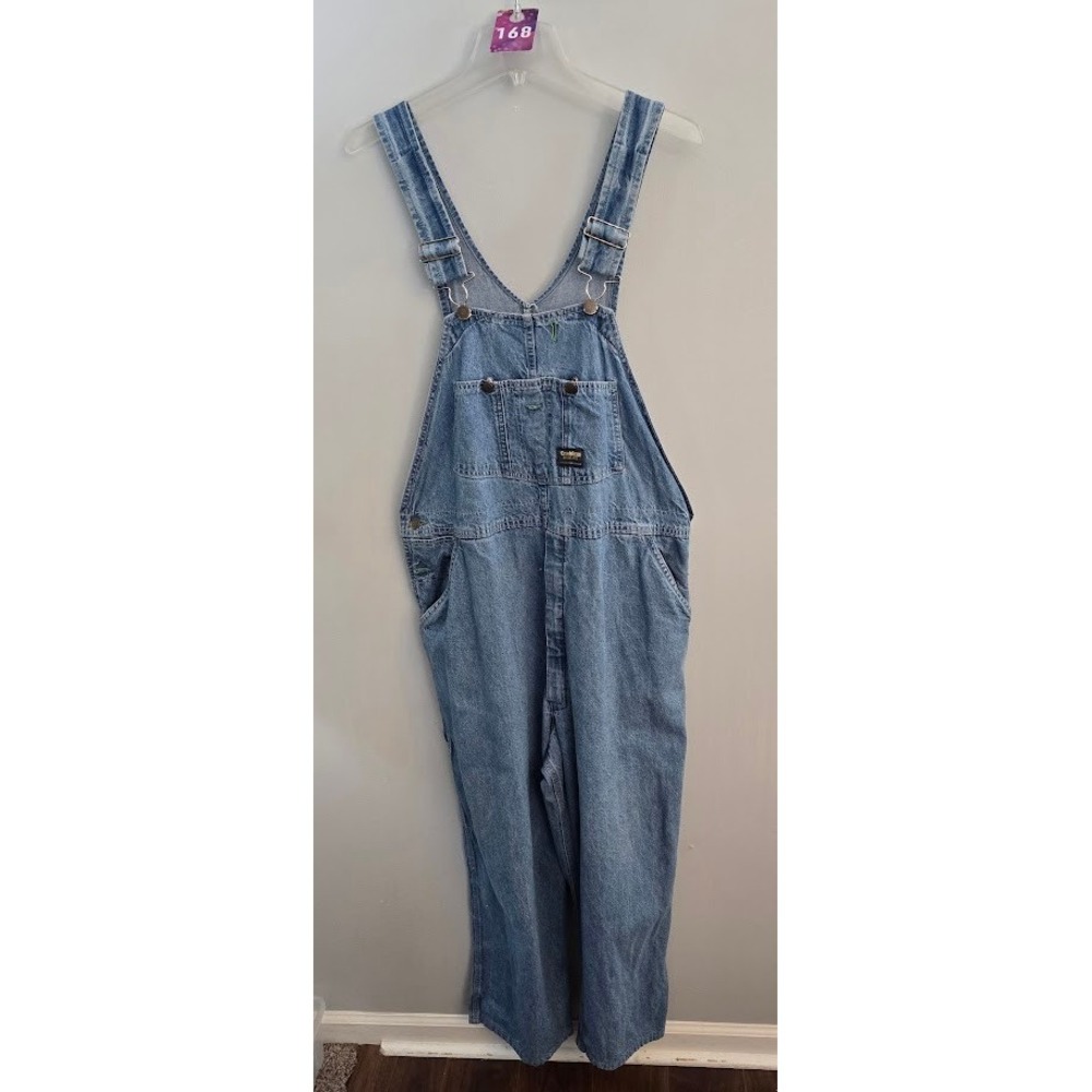 Vintage OshKosh Mens Denim Overalls 100% Cotton Light Wash Jean Workwear 42x30